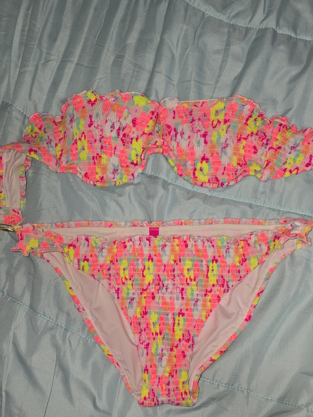 Victoria's Secret Neon Smocked Two-Piece Bikini Set